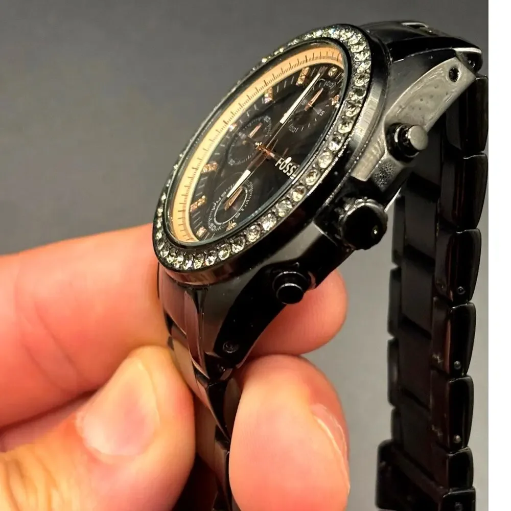 Fossil Decker ES3596 Women’s Black Crystal Chronograph Watch 37mm